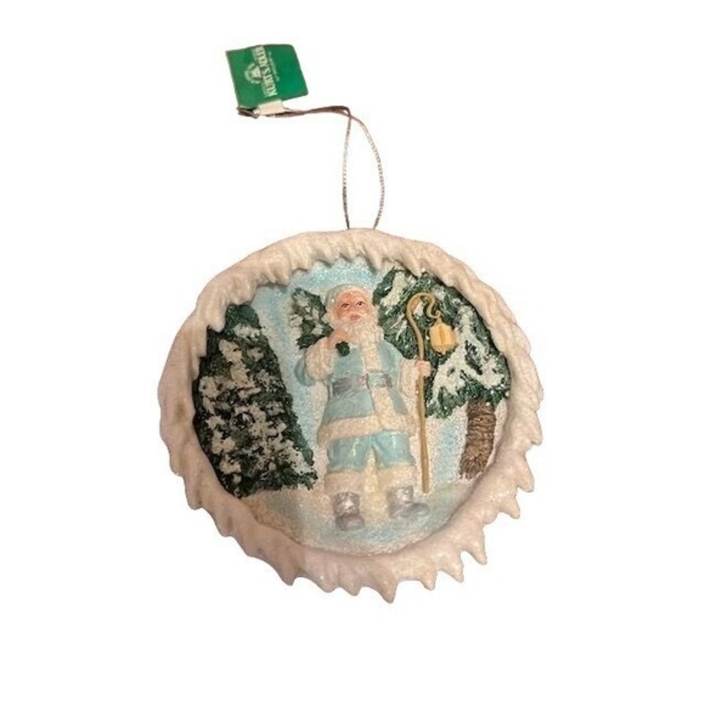 blue Santa Claus Winter Scene Christmas Ornament Vintage‎ style Kurt S. Adler